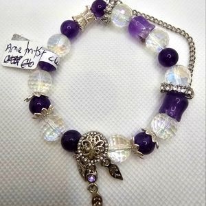 Amethyst and Clear Quartz Aurora Bracelet Natural Stones